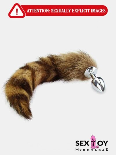 Unleash Your Wild Side: Fox Tail Brown Plated Metal Anal Butt Plug