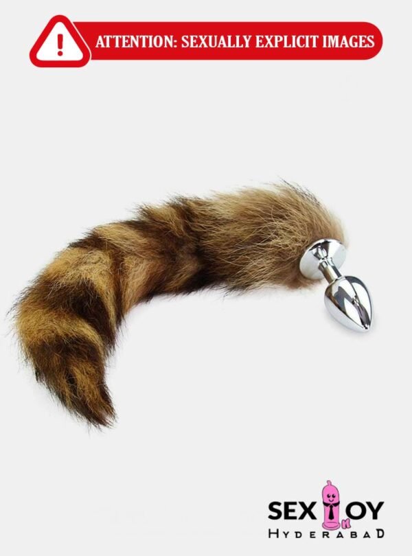 Unleash Your Wild Side: Fox Tail Brown Plated Metal Anal Butt Plug