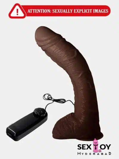 Image of a Chocolate coloured Big Bent 10″ Dildo Suction Cup Vibrator Dildo for intense pleasure.