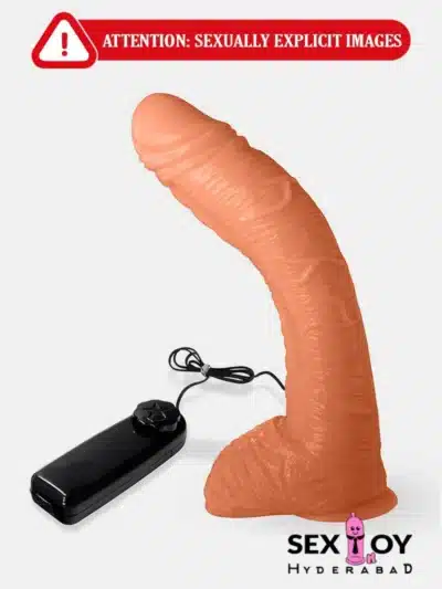 Image of a big bent 10" dildo suction cup vibrator dildo for intense pleasure.