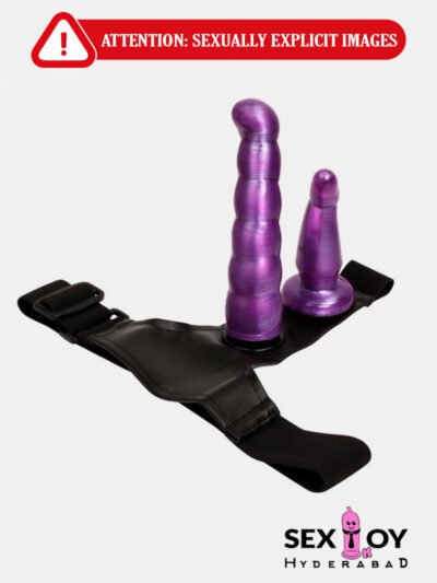 A strap-on dildo with adjustable harness for lesbian dong.