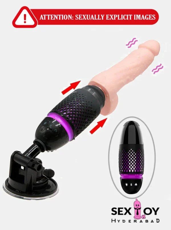 Dildo toy with 7 thrusting modes and vibration, hands-free design.