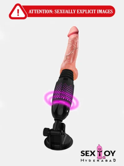 Telescopic dildo toy with 7 thrusting modes and vibration, hands-free.