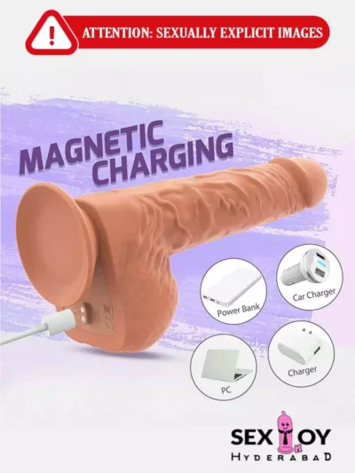 Dildo sex toy for women with 7-speed vibration and heating feature.