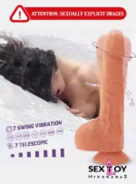 Dildo sex toy for women with 7-speed vibration and heating feature.
