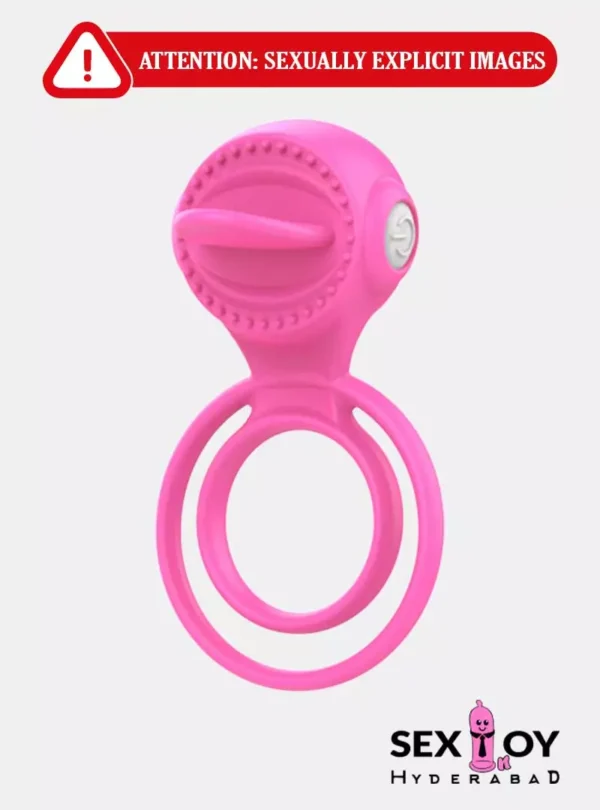 Image of Dual Penis Ring with Inbuilt Tongue Vibrator Toy - Buy Penis Ring Online