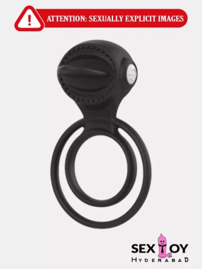 Image of a Dual Penis Ring with Inbuilt Tongue Vibrator Toy for Online Purchase