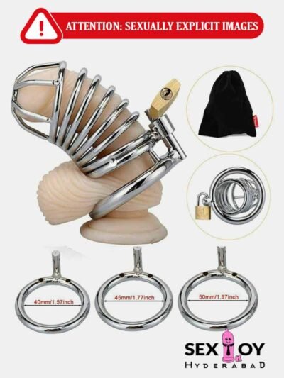 Image of Male Chastity Device Locked Cage with proper sizes.