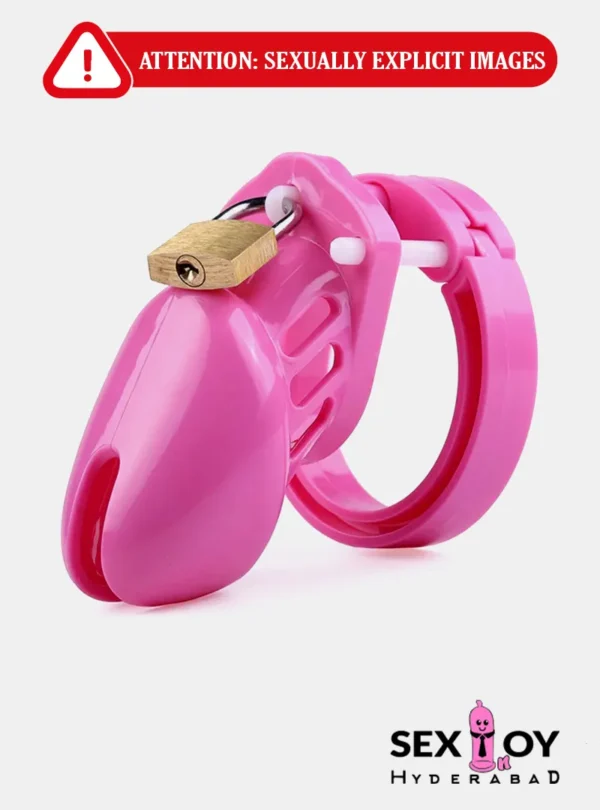 Pink Sissy Chastity Device designed for submissive play, showing its secure and comfortable fit.