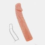 Sensational Pleasure: Long Soft Silicone Penis Sleeve With Vibrator