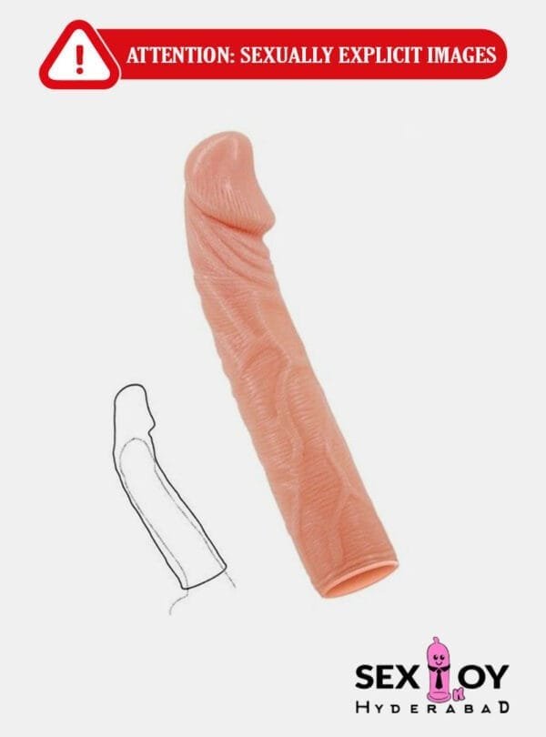 Sensational Pleasure: Long Soft Silicone Penis Sleeve With Vibrator