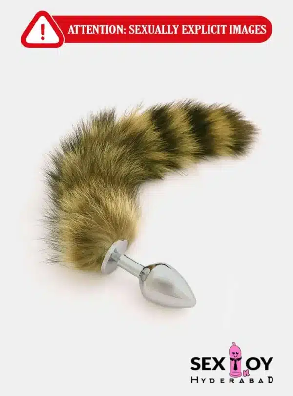 Sly Sensation: Fox Tail Brown Plated Metal Anal Butt Plug