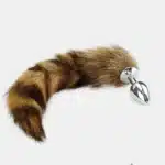 Unleash Your Wild Side: Fox Tail Brown Plated Metal Anal Butt Plug