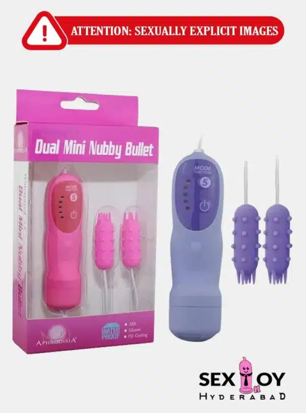 Double the Bliss: 5 Functions Dual Mini Nubby Bullet Vibrating Massager