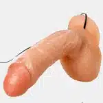 A close-up photo of a multi-speed realistic vibrating dildo, featuring lifelike textures and adjustable vibration settings.