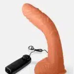 Image of a big bent 10" dildo suction cup vibrator dildo for intense pleasure.