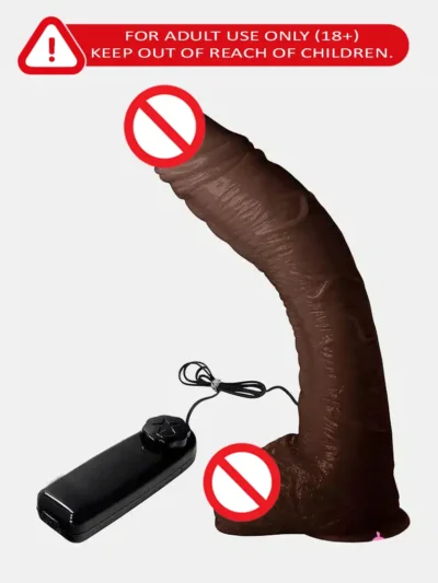 Big Bent 10 Inch Dildo with Suction Cup and Vibrator Function