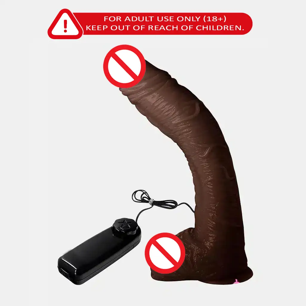 Big Bent 10″ Dildo | Suction Cup Vibrator Dildo Big Bent 10 Inch Dildo with Suction Cup and Vibrator Function