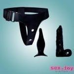 Black Strap-on Dildo With Anal Butt Plug- new.www.sextoyinhyderabad.com