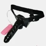 Buzzing Pleasure: Exciting Vibrating Black Strap On Hollow Dildo