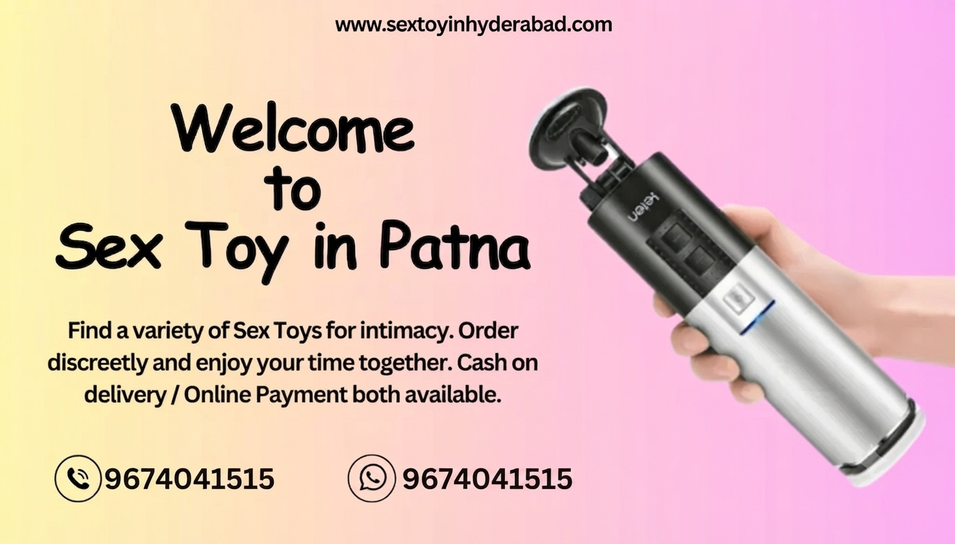 Promotional banner for a discreet online store offering Sex Toys in Patna, featuring an intimate device and contact information.