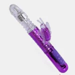 A rechargeable Butterfly Rabbit Vibrator with rotating & thrusting.