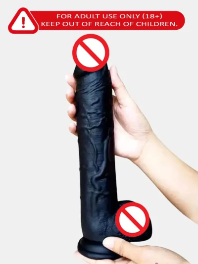 Phantom 11 Inch Huge Black Realistic Dildo – Large Lifelike Pleasure Toy