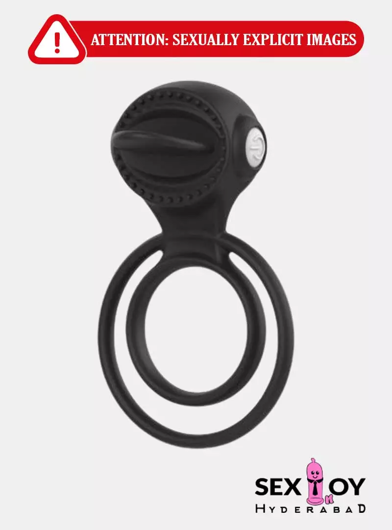 Dual Penis Ring With Inbuilt Tongue Vibrator Toy-Buy Penis Ring Online