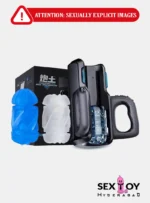 Advanced male masturbator featuring dual handle control, high-speed motor, 10 telescopic speeds, and phone holder for immersive experience.