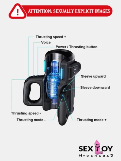 KING High-Speed Automatic Thrusting Male Masturbator featuring dual handle control, showcasing its sleek design.