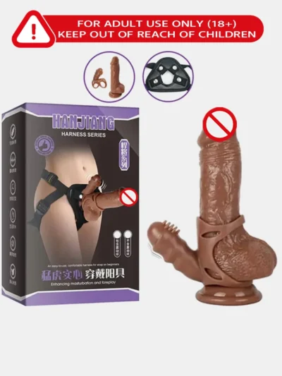 Hanjiang Strap-On Dildo with clitoral stimulator and adjustable straps.