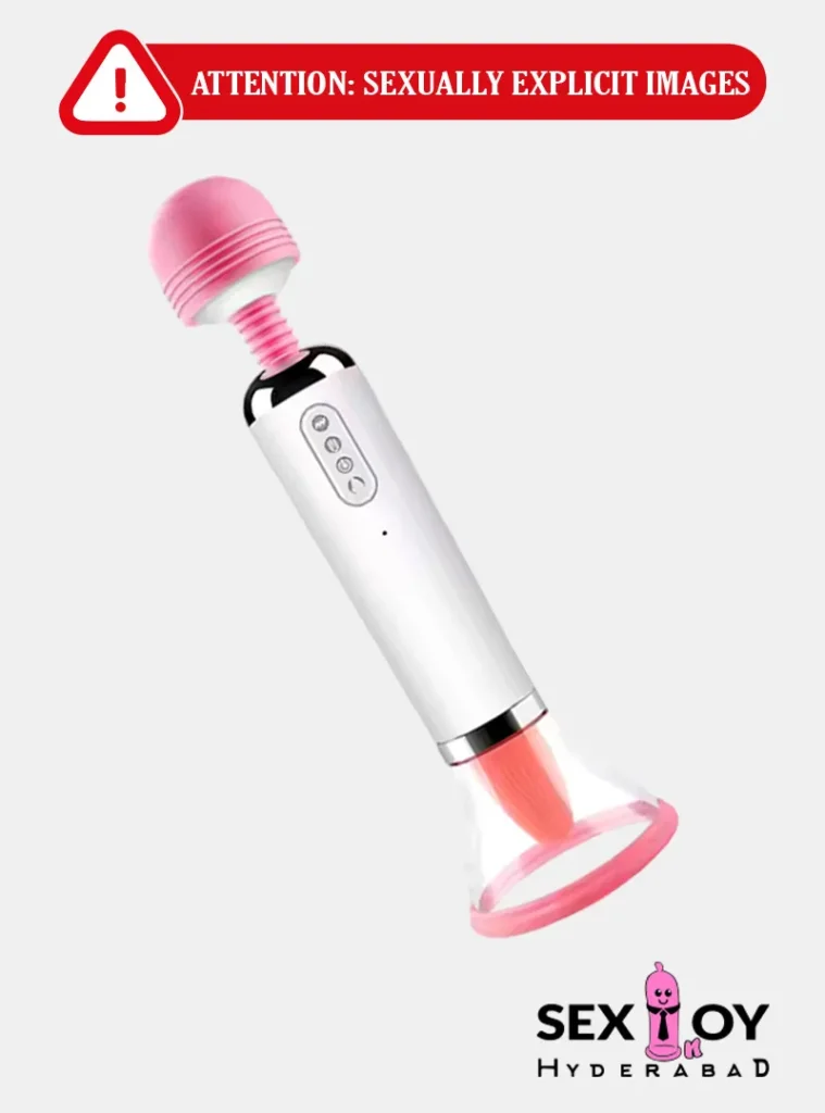 Wand massager with tongue vibrator function for women