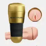 Pretty Love Kitty Gold 3D Dual Stimulation Masturbator for men.