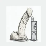 Realistic dildo with a strong suction base and handheld vibration controller for adult intimate wellness.