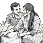 Happy couple exploring sex toys for couple in a private bedroom, highlighting intimacy, trust, and shared adult wellness.