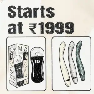 Super sale banner featuring premium adult wellness products starting at ₹1,999 with limited-time offers.