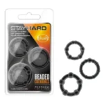 Beaded cockring 3-size set in small, medium and large TPE rings