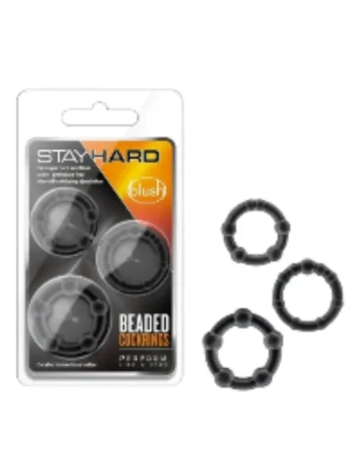 Beaded cockring 3-size set in small, medium and large TPE rings